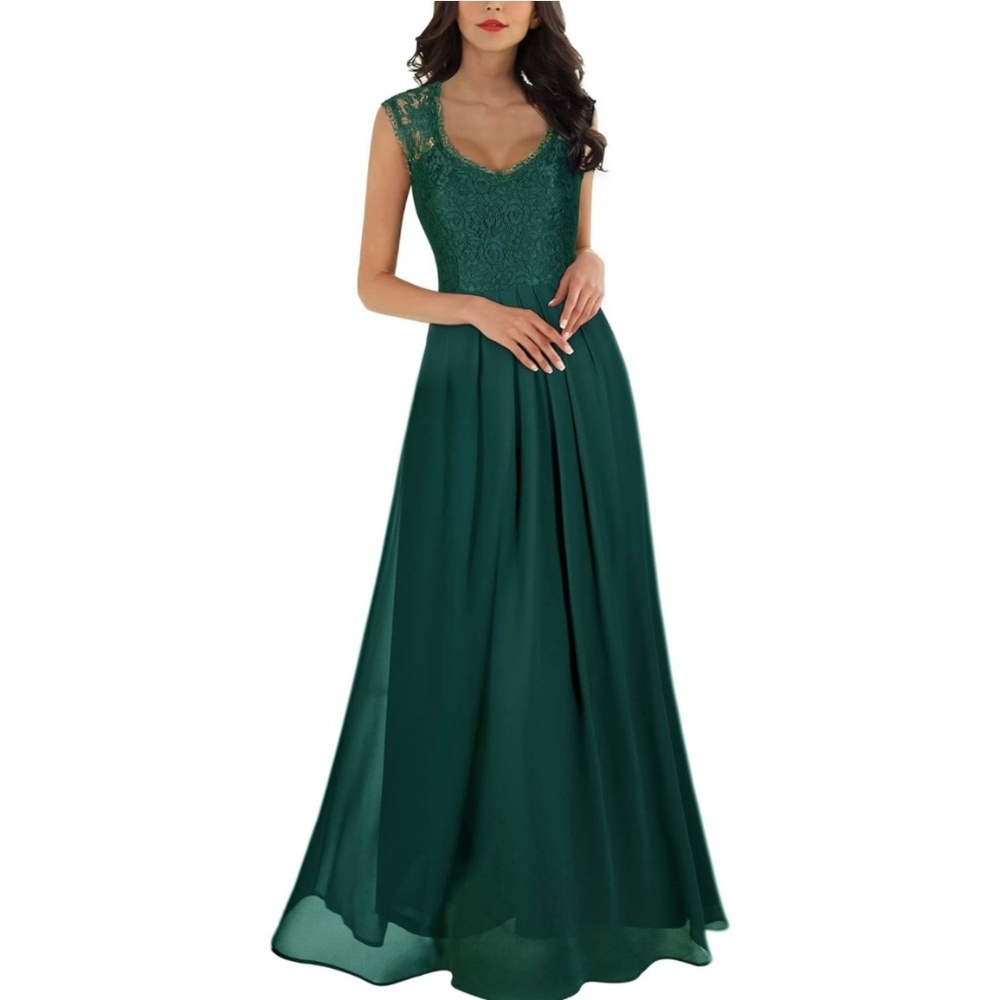 Women’s Green Maxi Dress with Lace Back | Small